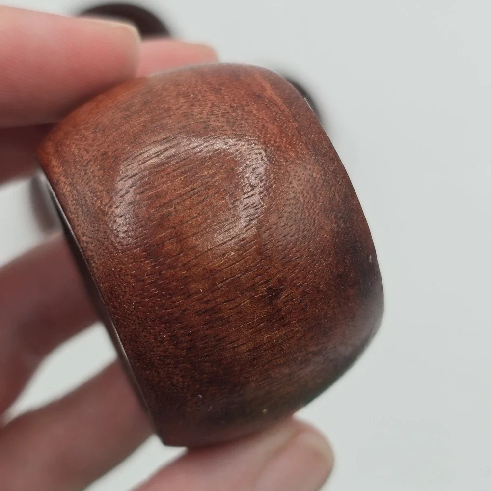 Vintage Wood Napkin Rings Set of 4 Treen Wooden Brown Minimalist Table